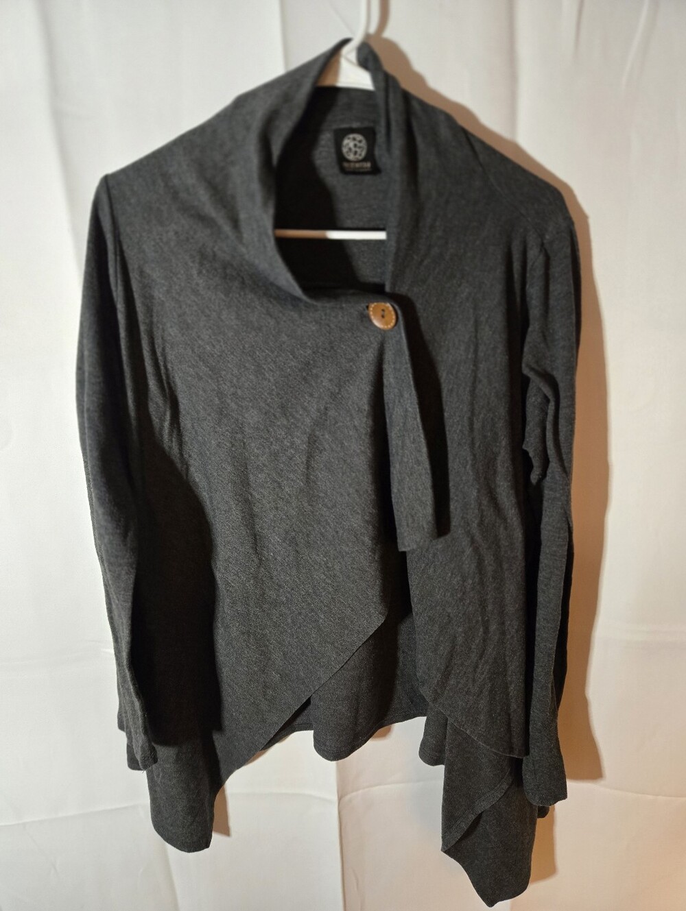 bobeau Charcoal Asymmetrical Open-Front Cardigan